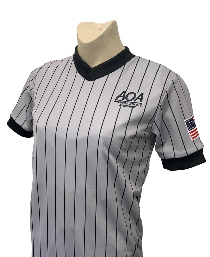 Arkansas (AOA) Smitty Women's Gray Pinstripe Referee Shirt
