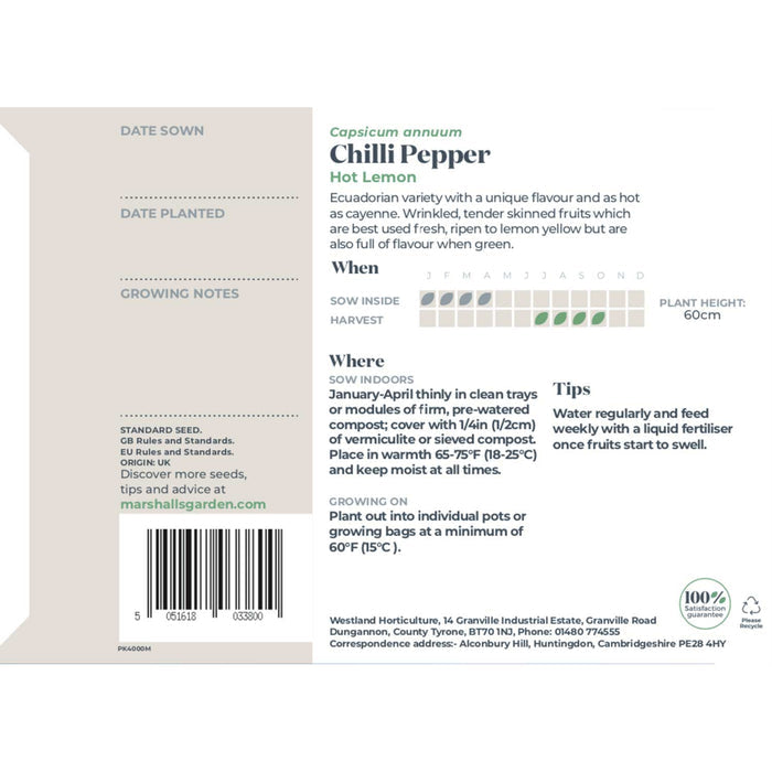 Chilli Pepper Seeds 'Hot Lemon'