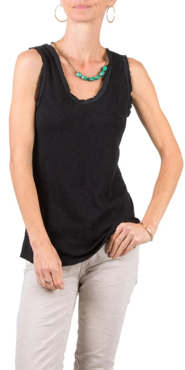Cotton Tank with Raw Edges