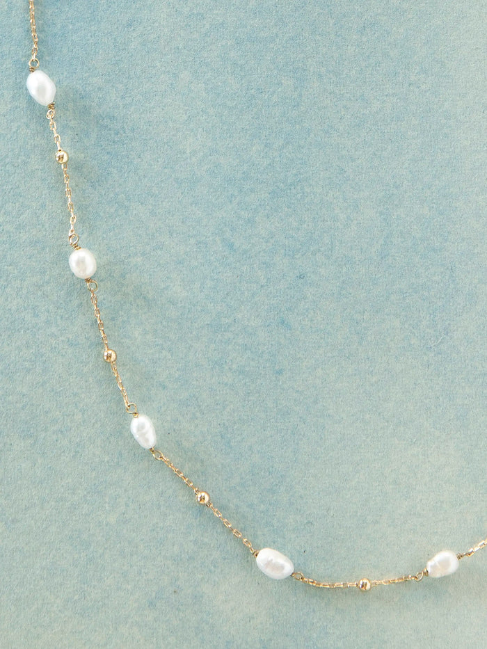 Dainty Jewel Necklace - White Pearl-view 3
