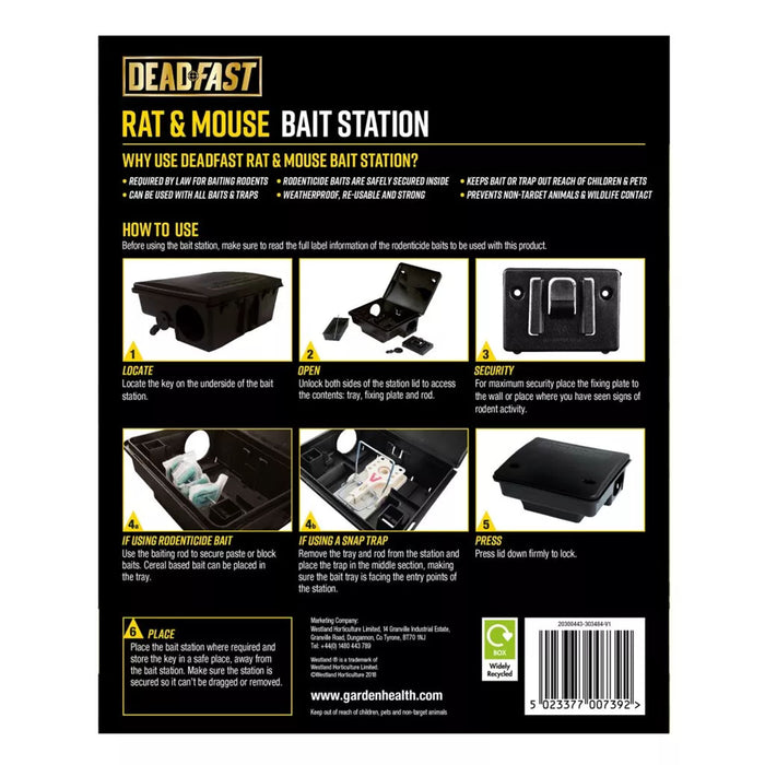 Deadfast Rat & Mouse Bait Station back of pack