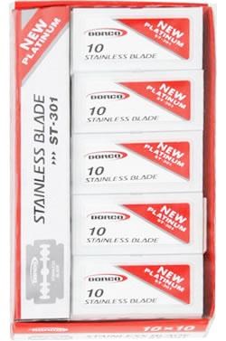 DORCO Platinum Stainless Steel Blades Red ST301 [10 BladesX10ct/Pack