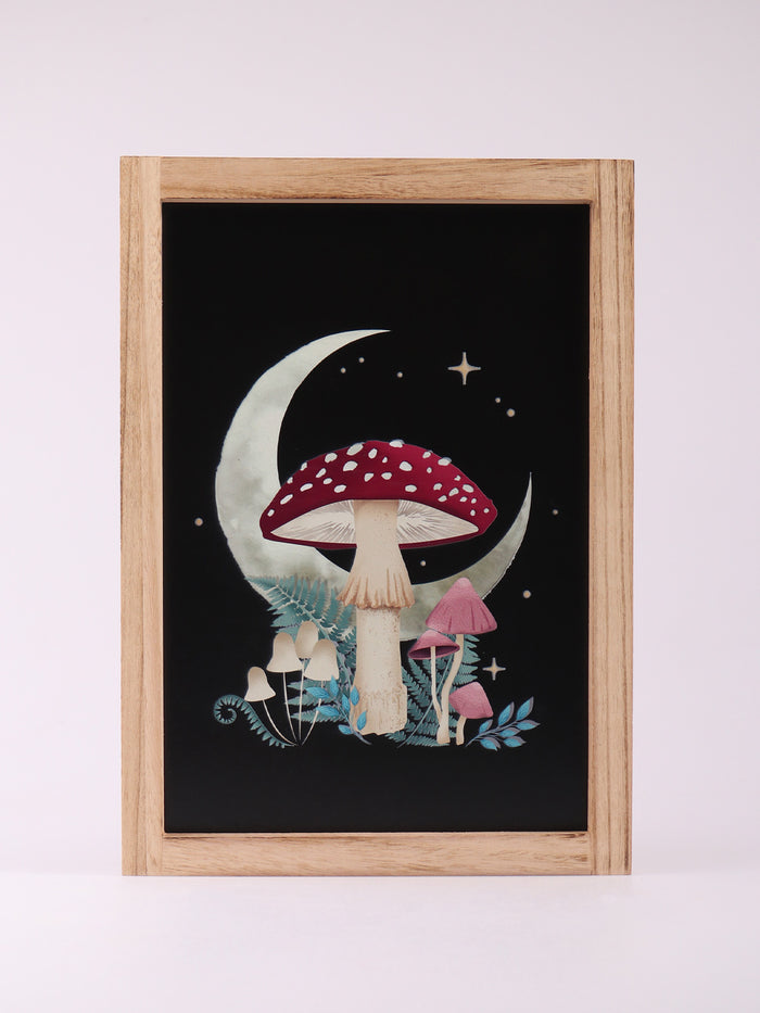 Forest Mushroom Wooden Framed Wall Art | One Colour-Image 2