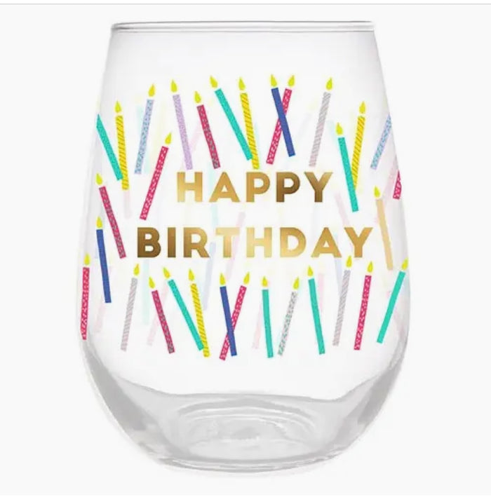 Happy Birthday Candles Wine Glass