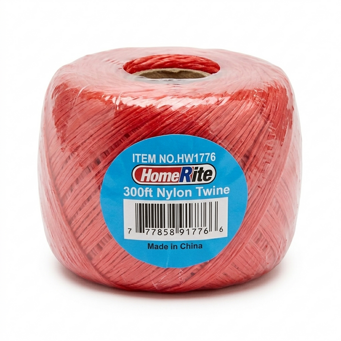 Red nylon twine roll with HomeRite label on a white background