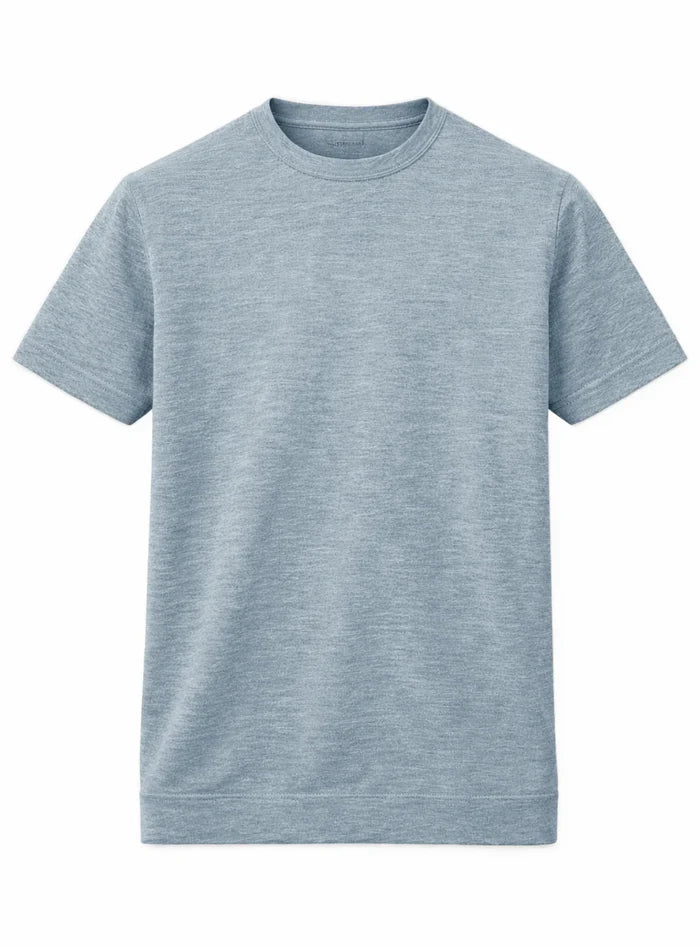 Light Knit Cotton Crew - Light Blue