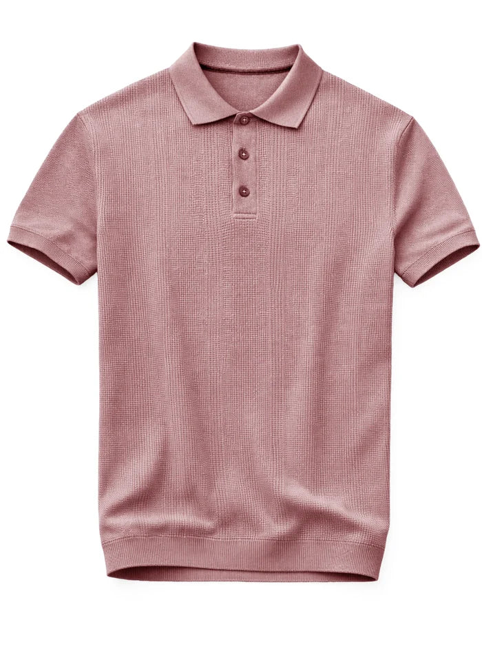 Light Knit Cotton Polo - Pink