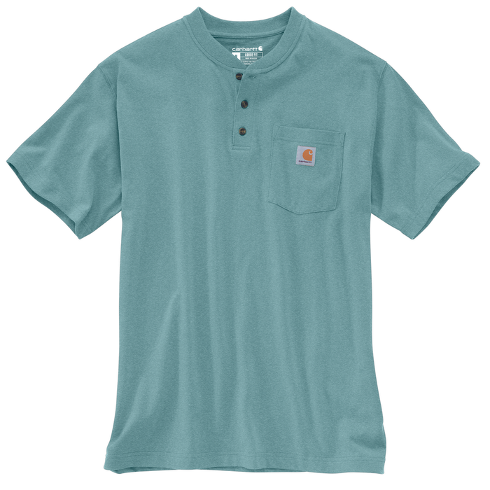 Loose Fit Heavyweight Short-Sleeve Pocket Henley T-Shirt - HL1-Summer Blue Heather | Carhartt K84