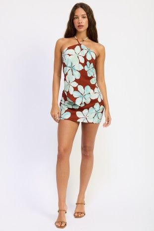 Luna Floral Satin Mini Skirt