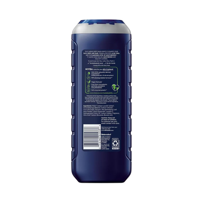 NIVEA MEN Maximum Hydration 3-in-1 Body Wash with Aloe Vera - 16.9 oz - 12 Pack