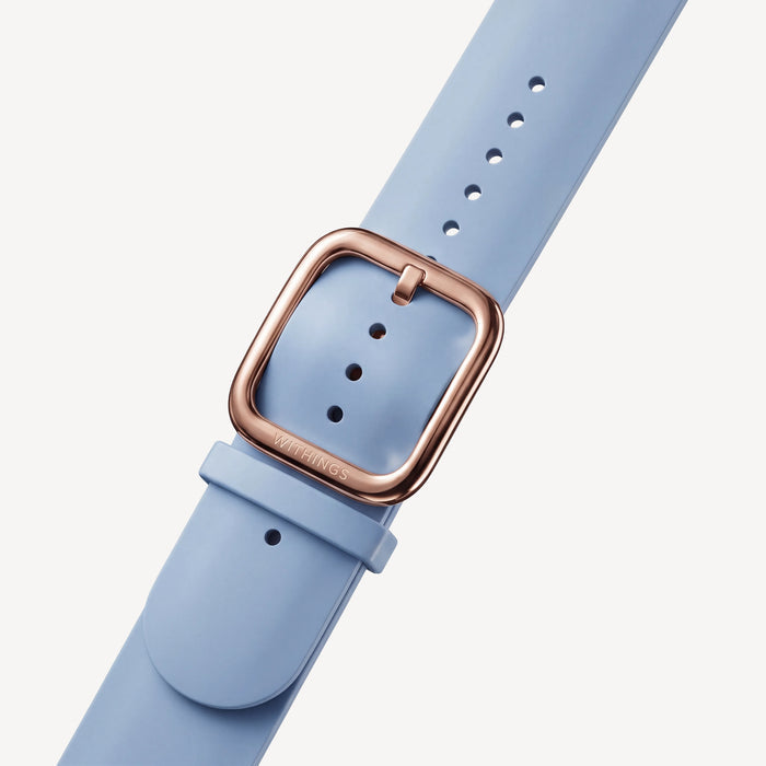Premium Sport Fluoroelastomer Wristband Light Blue & Rose Gold