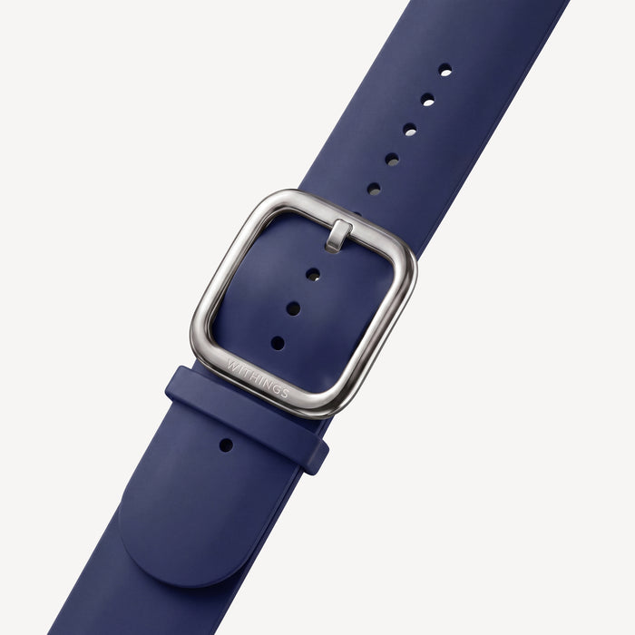 Premium Sport Fluoroelastomer Wristband Night Blue & Silver