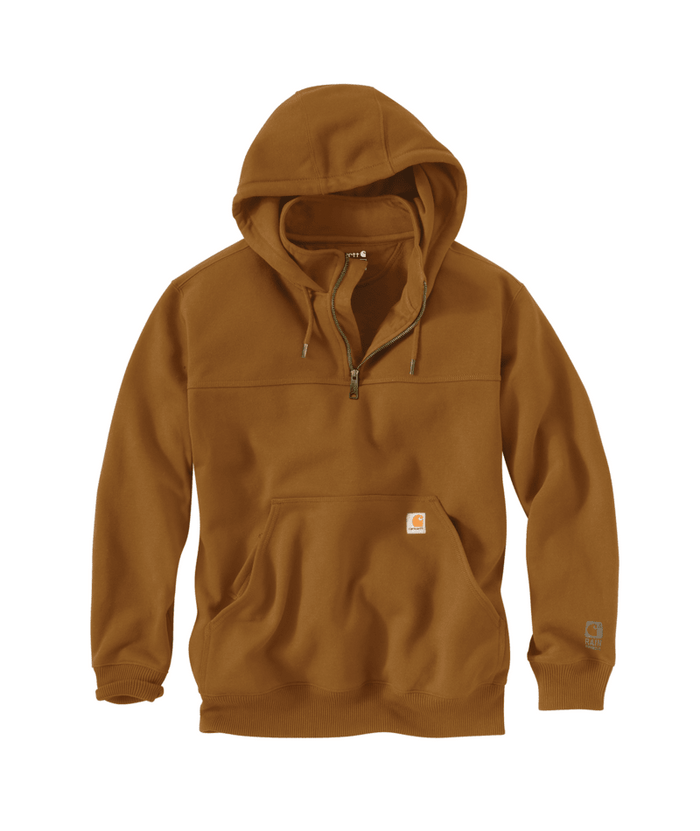 RAIN DEFENDER PAXTON HEAVYWEIGHT HOODED ZIP MOCK SWEATSHIRT - BRN-Carhartt Brown | Carhartt 100617