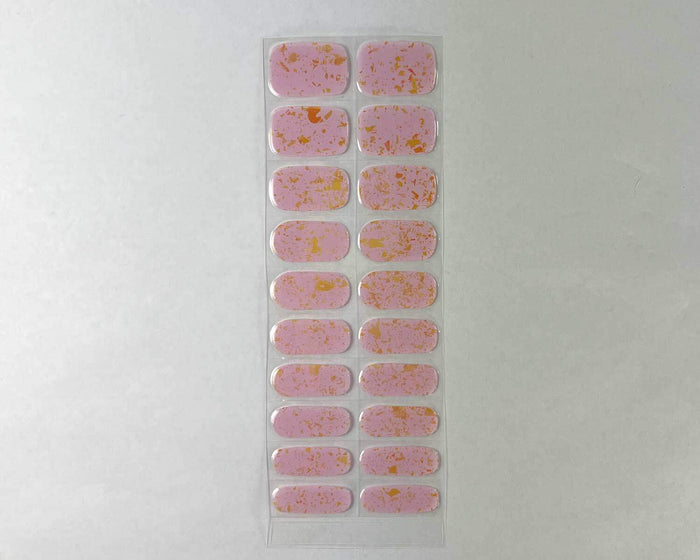 Pink Speckle gel nail wrap strip close-up