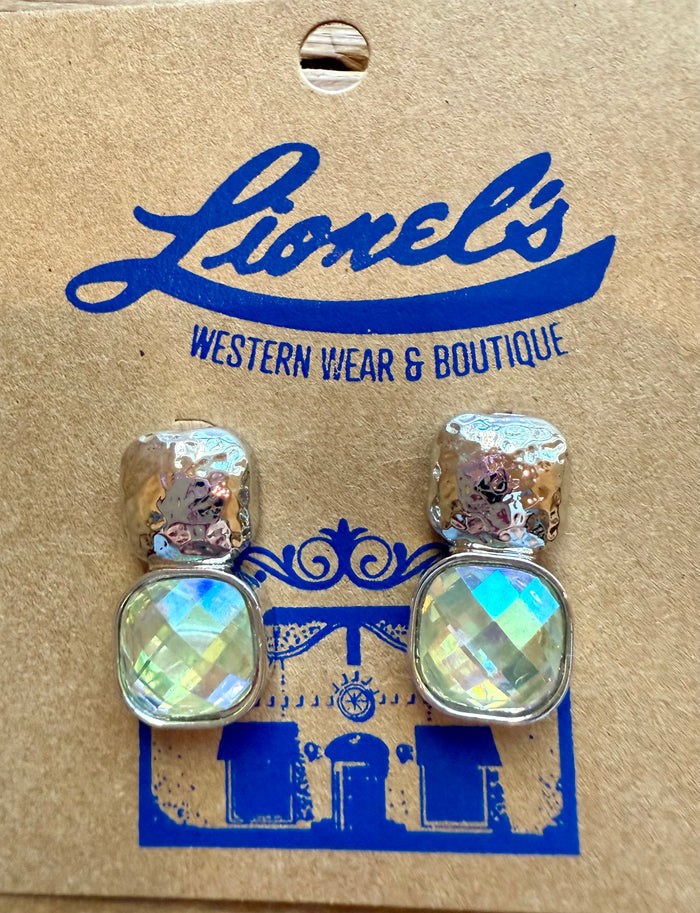 Silver Crystal Drop Earrings