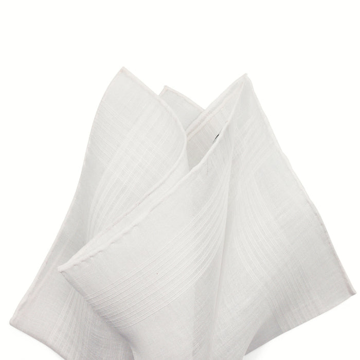 Simonnot Godard Bertry White Archive Batiste Cotton & Linen Pocket Square