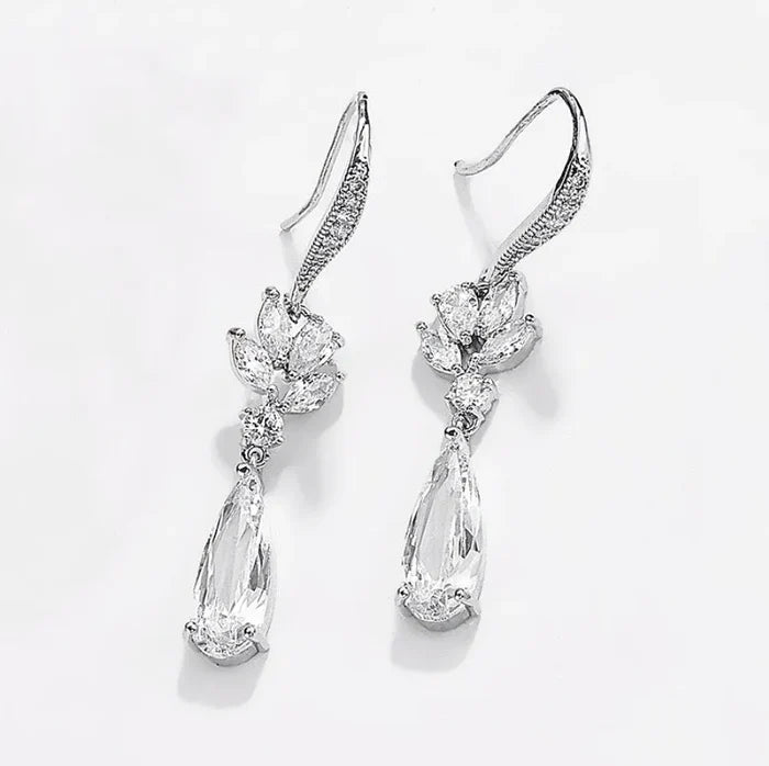 Wedding Jewelry - Cubic Zirconia Bridal Earrings - Available in Silver, Rose Gold and Yellow Gold
