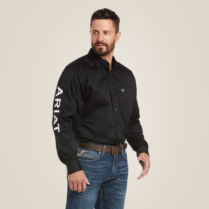 Team Logo Twill Classic Fit Shirt - 001-Black|White | Ariat 10017497