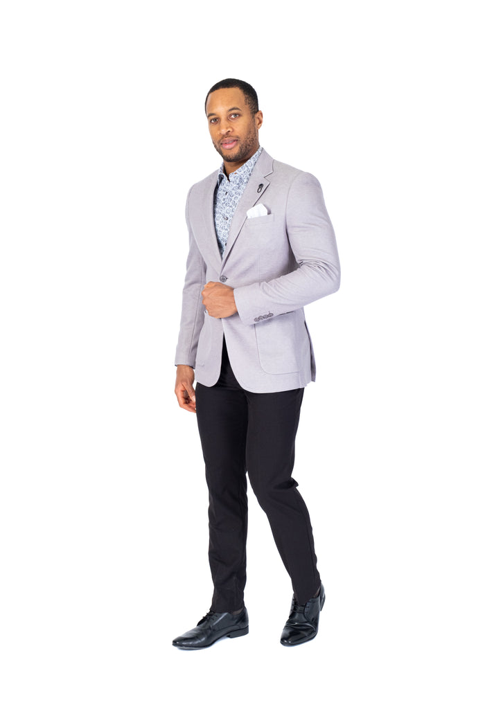 Textured Patch Pocket Blazer - Grey