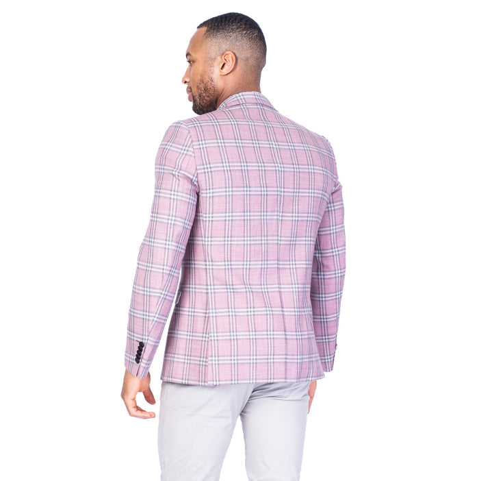 Window Pane Sports Jacket - Pink / Tan