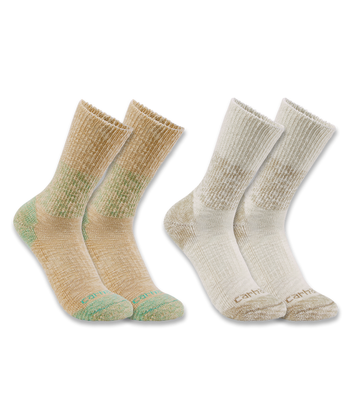 Women's Midweight Cotton Blend Crew Sock 2 Pack A02-Assorted02 | Carhartt SC3252W