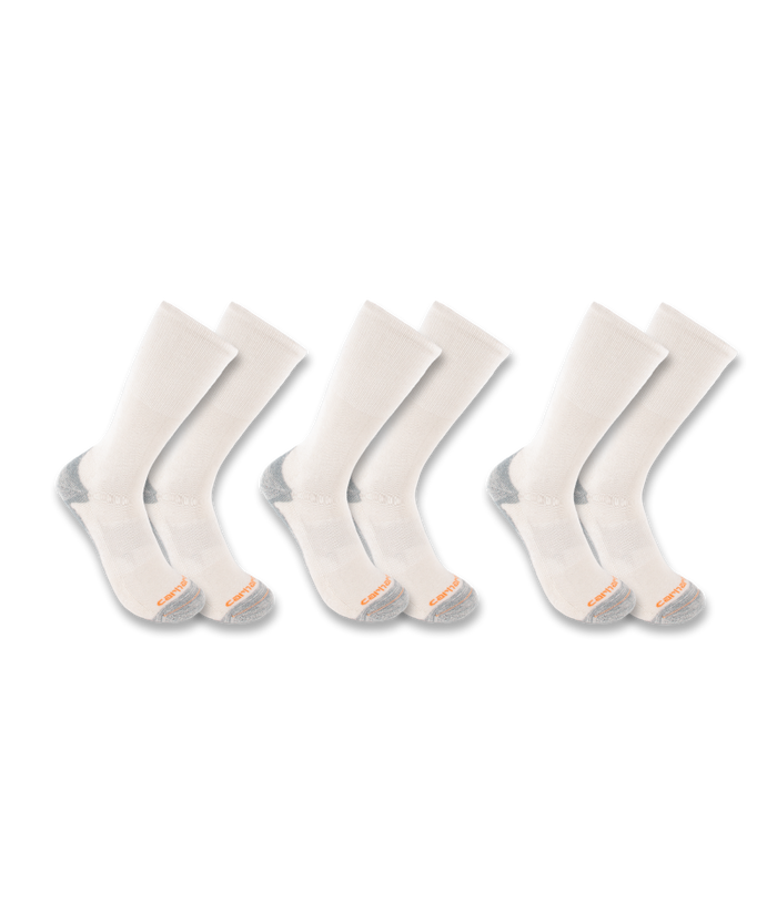 Women's Midweight Cotton-Tencel Comfort Crew Sock 3 Pack WHT-White | Carhartt SC8023W