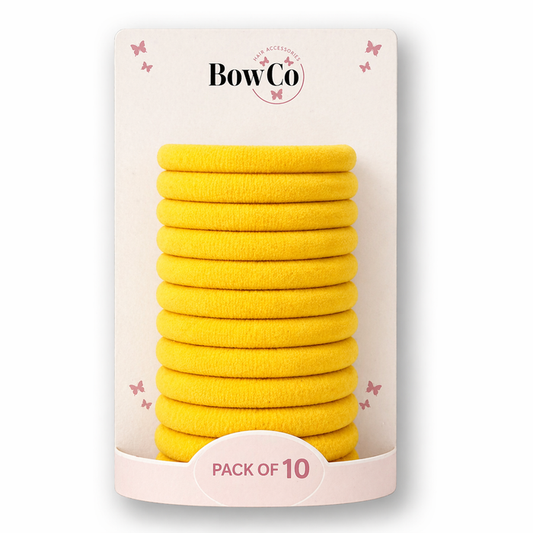 10 Elastic School Hair Bobbles - Yellow - Non Damage