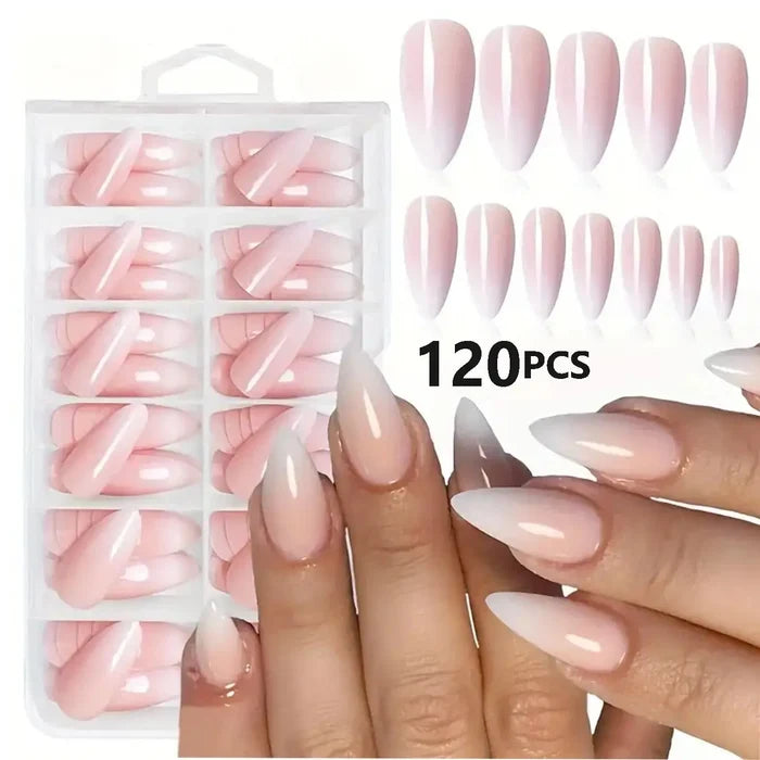 120pcs Instantly Upgrade Your Look With White square short full-coverage false nail set