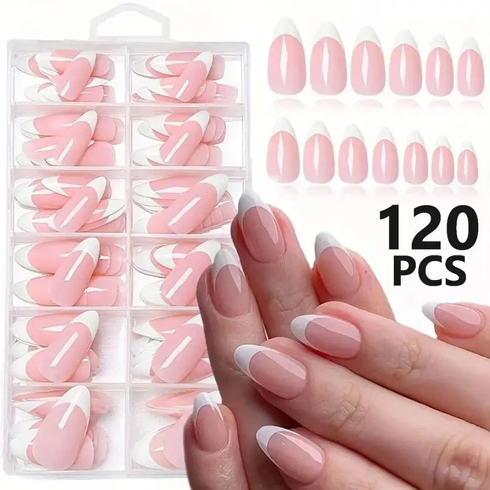 120pcs Instantly Upgrade Your Look With White square short full-coverage false nail set