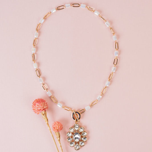 1273 - Crystal Pendant Necklace - Clear