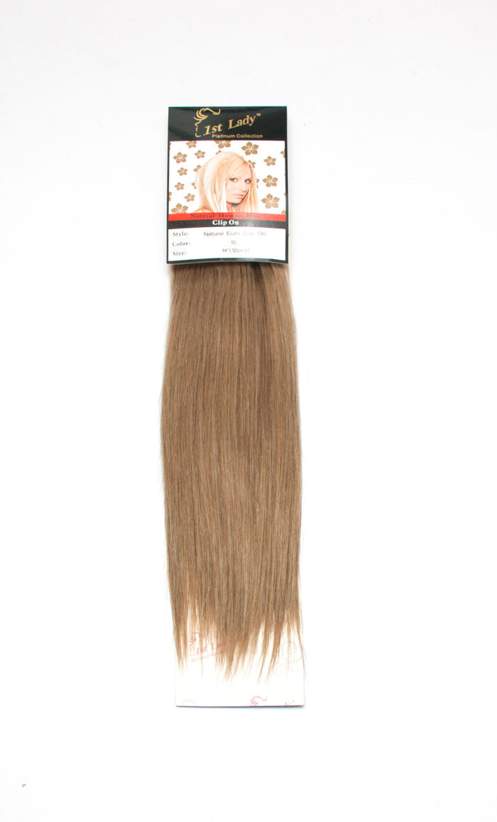 1st Lady Natural Euro Human Hair Blended Clip on Hair Extensions 14" (12Pcs) - Elysee Star
