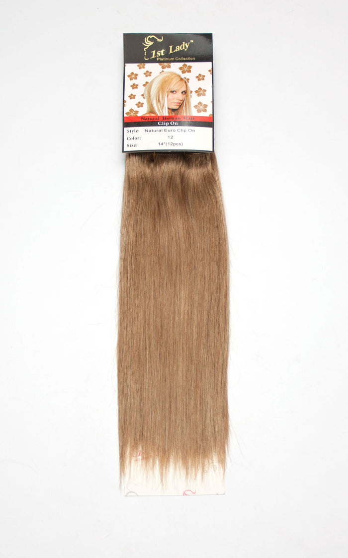 1st Lady Natural Euro Human Hair Blended Clip on Hair Extensions 14" (12Pcs) - Elysee Star
