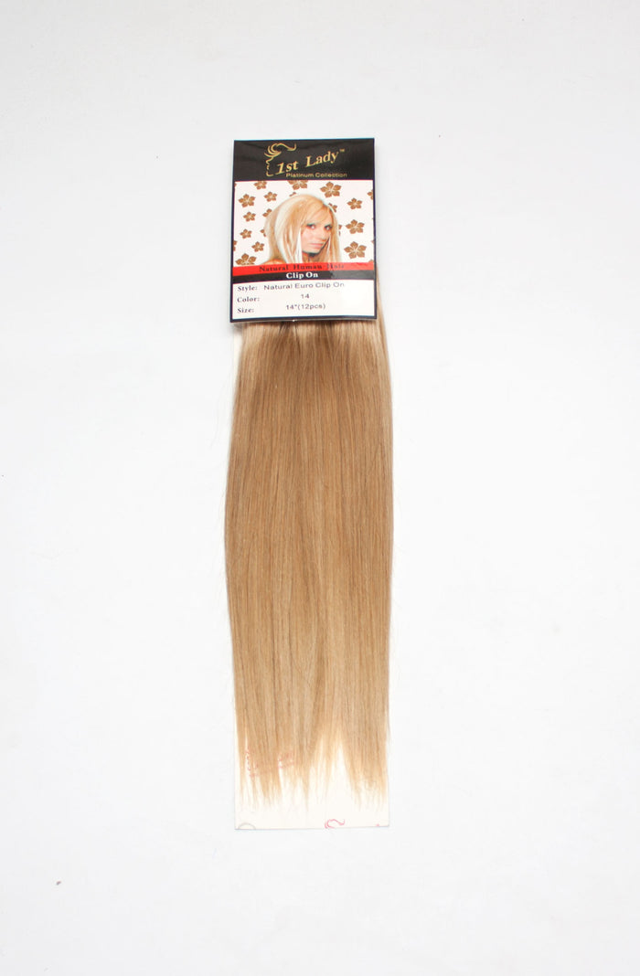 1st Lady Natural Euro Human Hair Blended Clip on Hair Extensions 14" (12Pcs) - Elysee Star