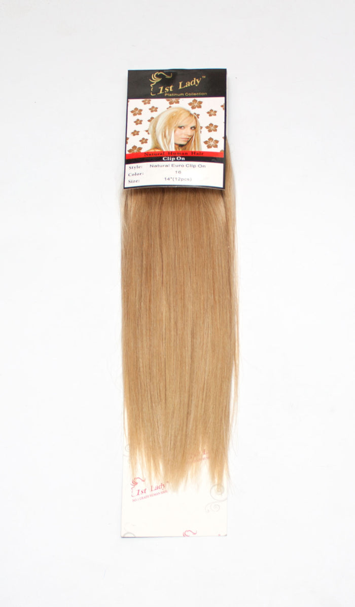 1st Lady Natural Euro Human Hair Blended Clip on Hair Extensions 14" (12Pcs) - Elysee Star