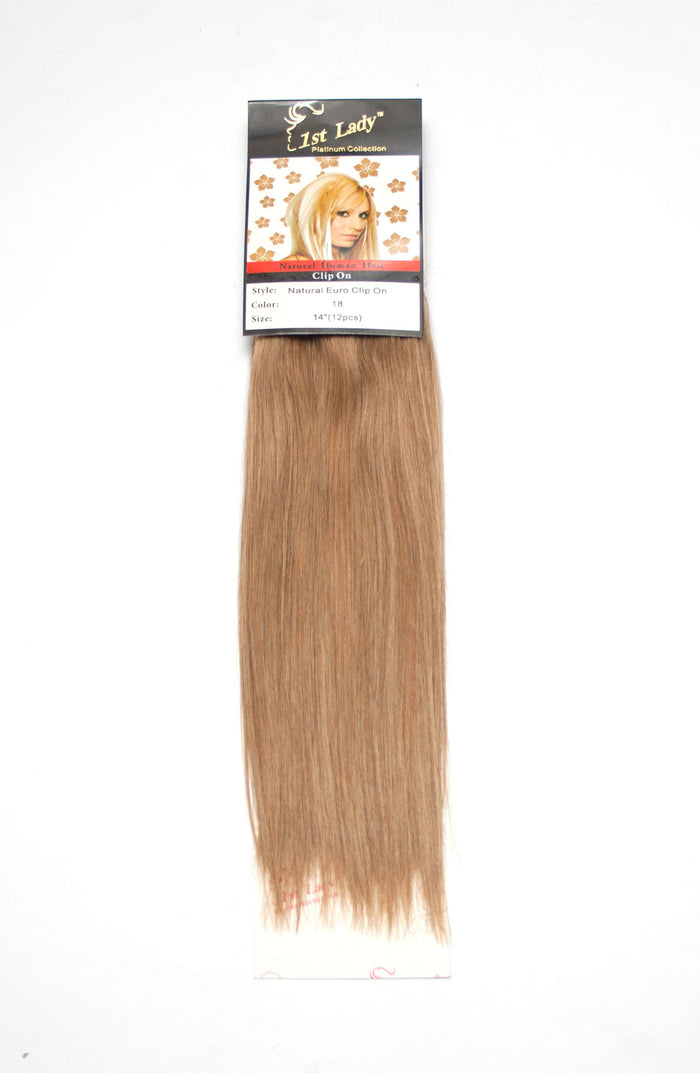 1st Lady Natural Euro Human Hair Blended Clip on Hair Extensions 14" (12Pcs) - Elysee Star