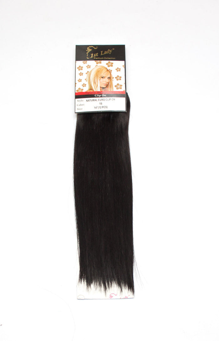 1st Lady Natural Euro Human Hair Blended Clip on Hair Extensions 14" (12Pcs) - Elysee Star