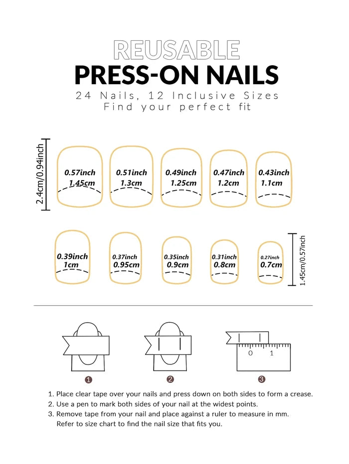 24 pcs short square French simple flower nails +1 nail glue +1 nail file