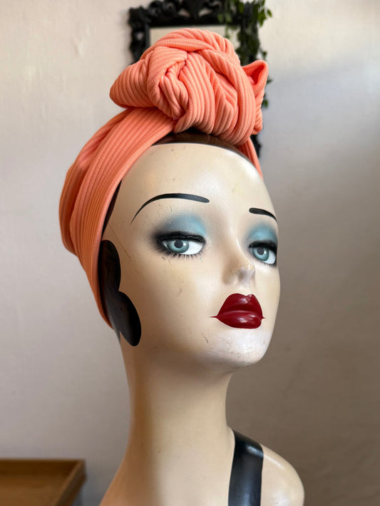 50% OFF SALE ITEM: Vintage Style Pre-tied Headband in Coral with Small Knot