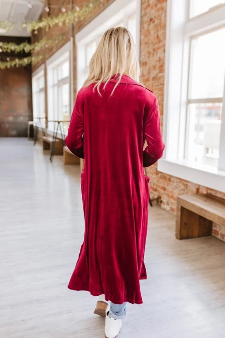 Adelina Long Velvet Cardigan | Velvet Cardigan