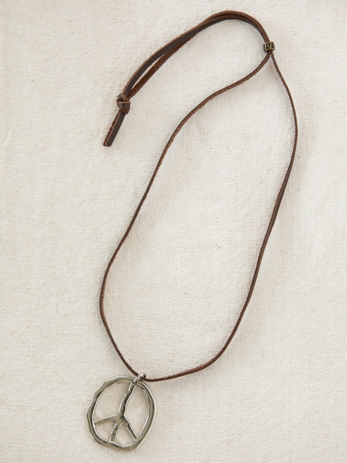 Adjustable Silver Peace Sign Necklace-view 2