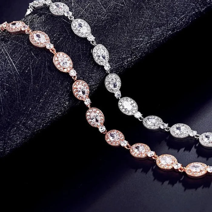 Wedding Jewelry - Cubic Zirconia Bridal Bracelet - Available in Silver, Rose Gold and Yellow Gold