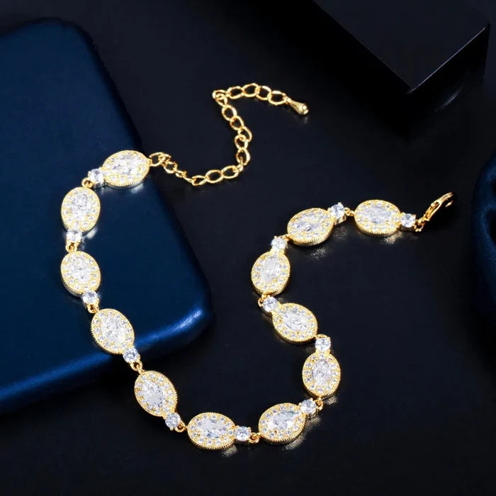 Wedding Jewelry - Cubic Zirconia Bridal Bracelet - Available in Silver, Rose Gold and Yellow Gold