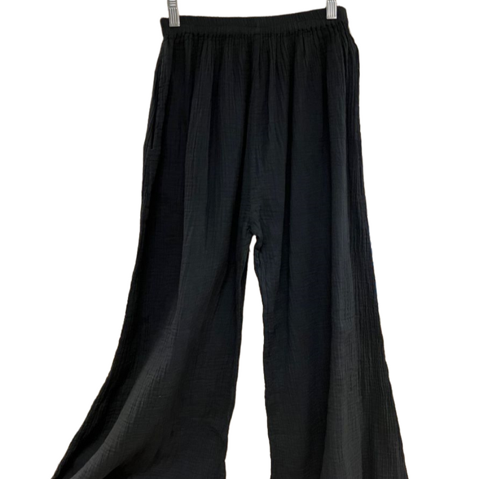 ARISA Ribbed Cotton 3/4 Palazzo Pants With Pocket
