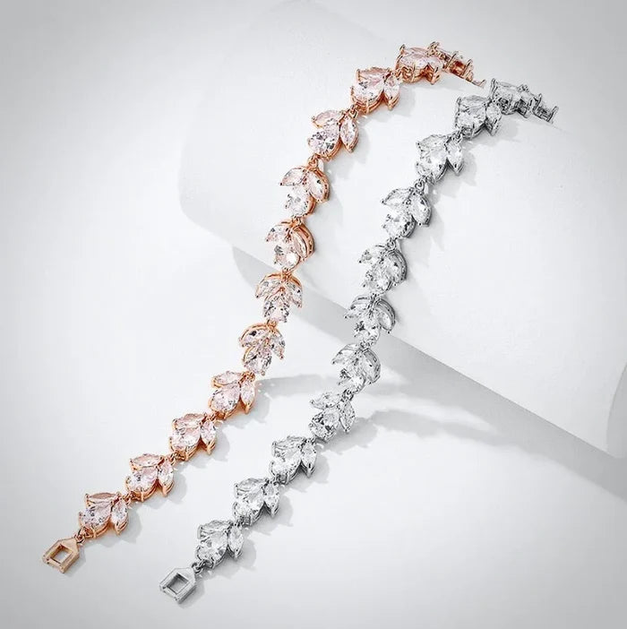 Wedding Jewelry - Cubic Zirconia Bridal Bracelet - Available in Rose Gold, Silver and Yellow Gold
