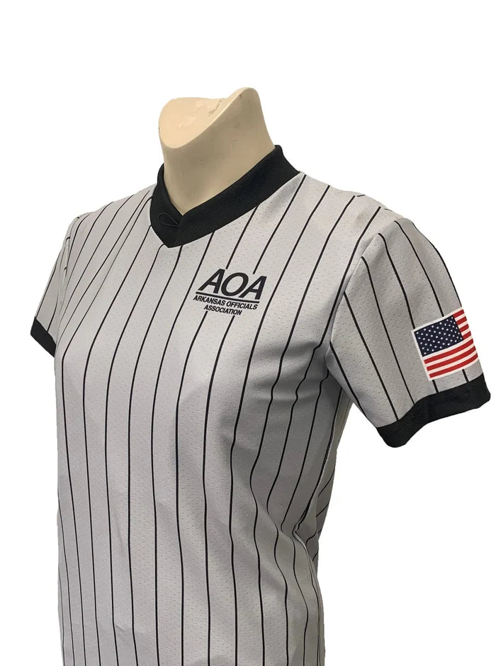 Arkansas (AOA) Smitty Women's Body Flex Gray Pinstripe Referee Shirt