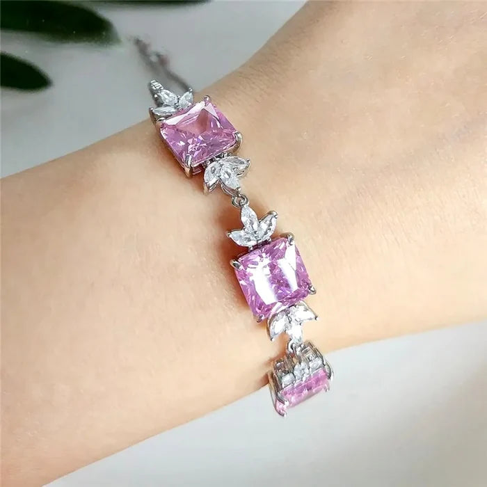 Wedding Jewelry - Pink Cubic Zirconia Bridal Bracelet