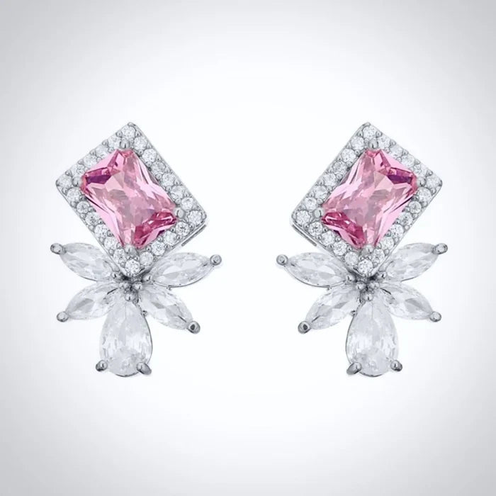 Wedding Jewelry - Pink CZ Bridal Stud Earrings