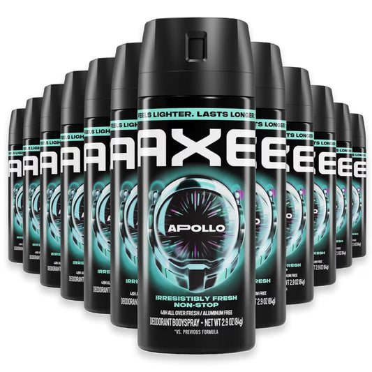 AXE Apollo Premium Aluminum-Free Deodorant Body Spray - 2.9 oz - 12 Pack - Travel Size