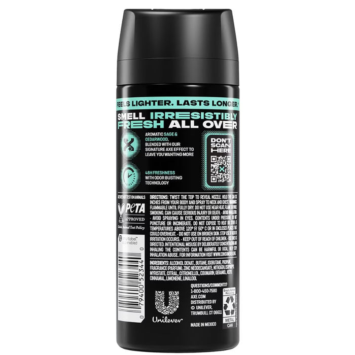 AXE Apollo Premium Aluminum-Free Deodorant Body Spray - 2.9 oz - 12 Pack - Travel Size