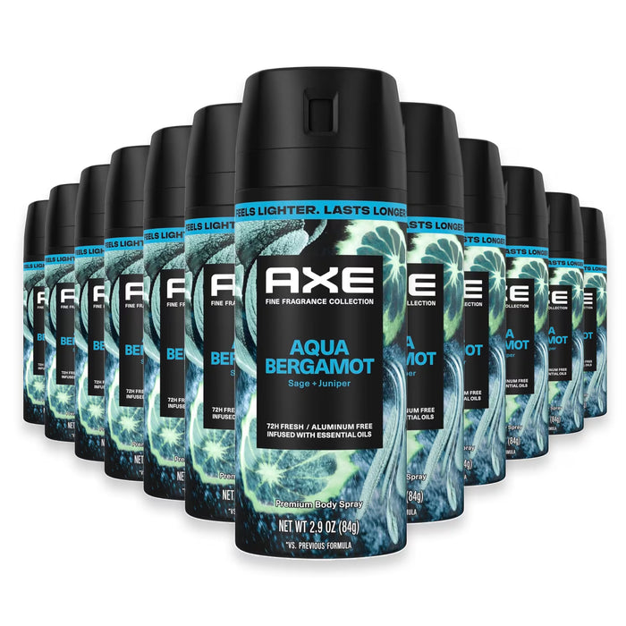 AXE Aqua Bergamot Premium Body Spray - 2.9 oz - 12 Pack - travel size -